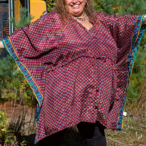 DARN GOOD Aanya Adjustable Short Kaftan SZ G 14-32? GOLD Floral Curvy - Picture 5 of 11